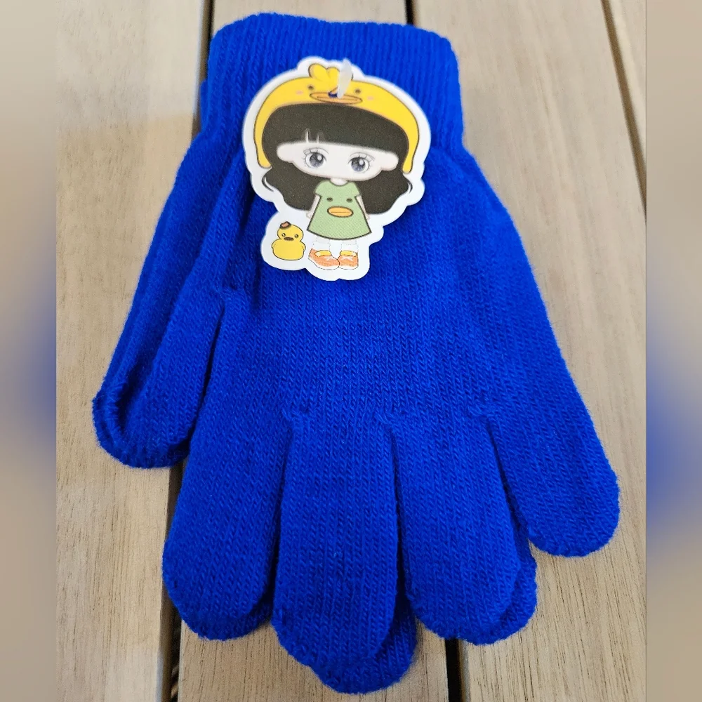 Children's blue knit gloves.One-size-fits-all. NWT
